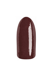 EzFlow TruGEL Double Trouble swatched onto a fake nail featuring its chocolate brown color